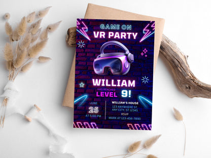 VR Birthday Invitation, Gamer Party Invite (Digital Download)