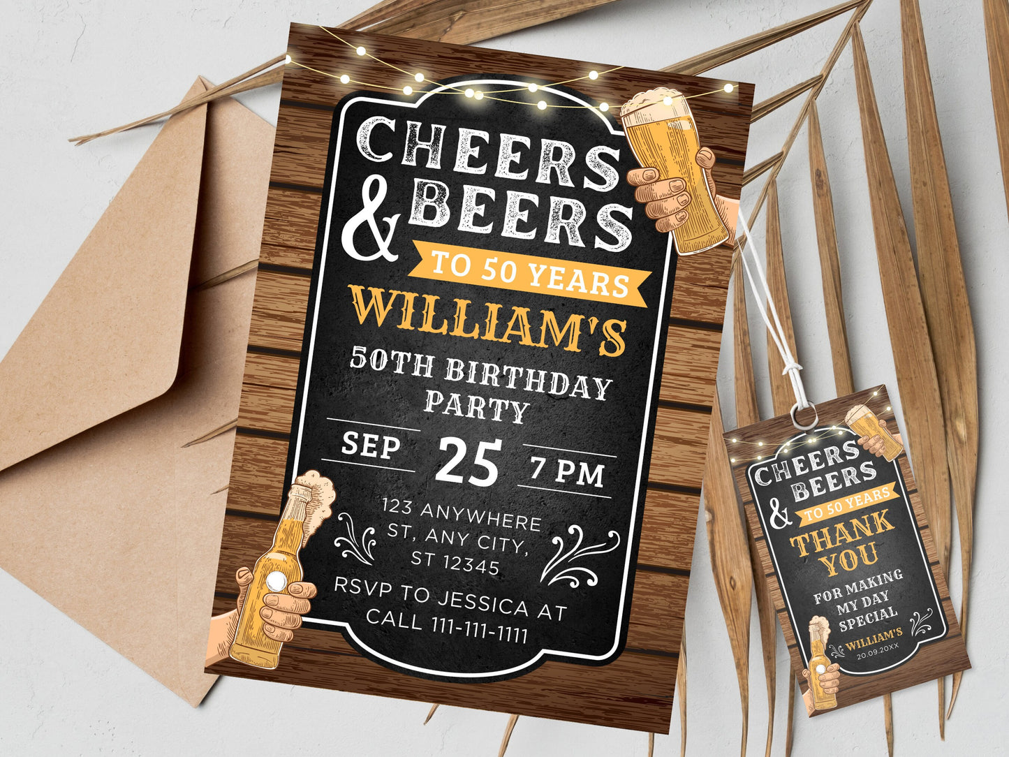 Geburtstagseinladung „Prost und Bier“, Geburtstagsparty für Erwachsene (Digitaler Download)
