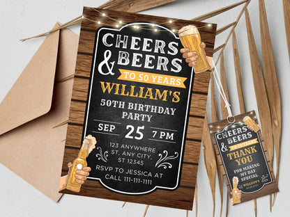 Geburtstagseinladung „Prost und Bier“, Geburtstagsparty für Erwachsene (Digitaler Download)