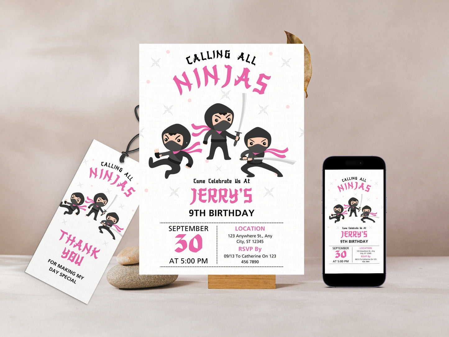 Editable Ninja Birthday Invitation Template, Karate Party (PDF)