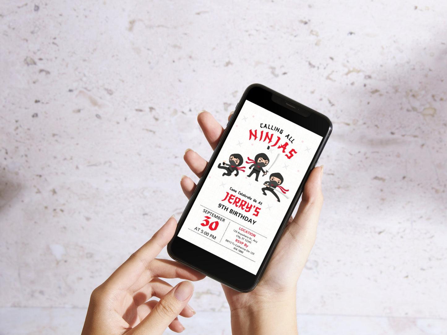 Editable Ninja Birthday Invitation Template (Digital Download)