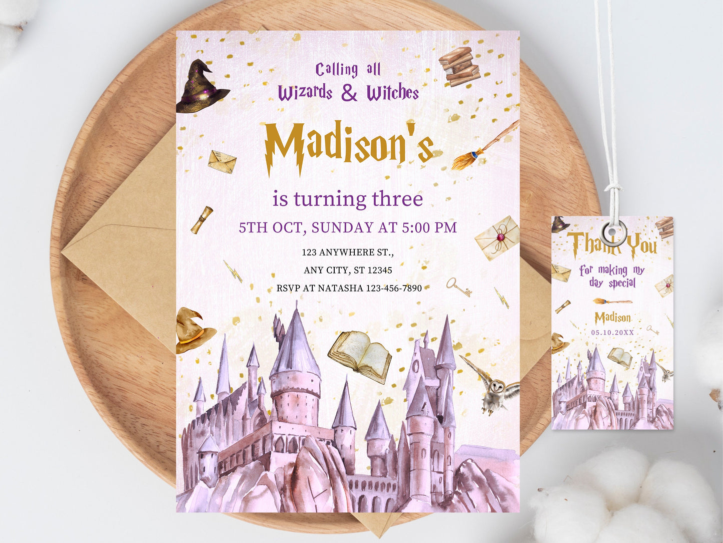 Editable Wizard Birthday Invitation, Magic School (Digital Download)