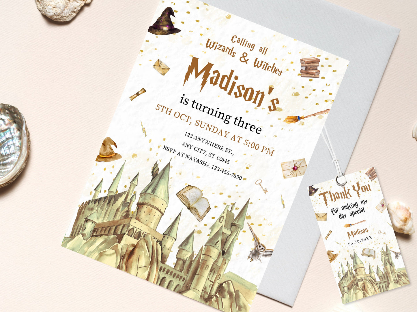 Wizard Birthday Invitation, Magical School Party (Digital Download)