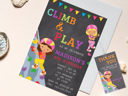 Rock Climbing Birthday Invitation: Customizable Template (Digital Download)