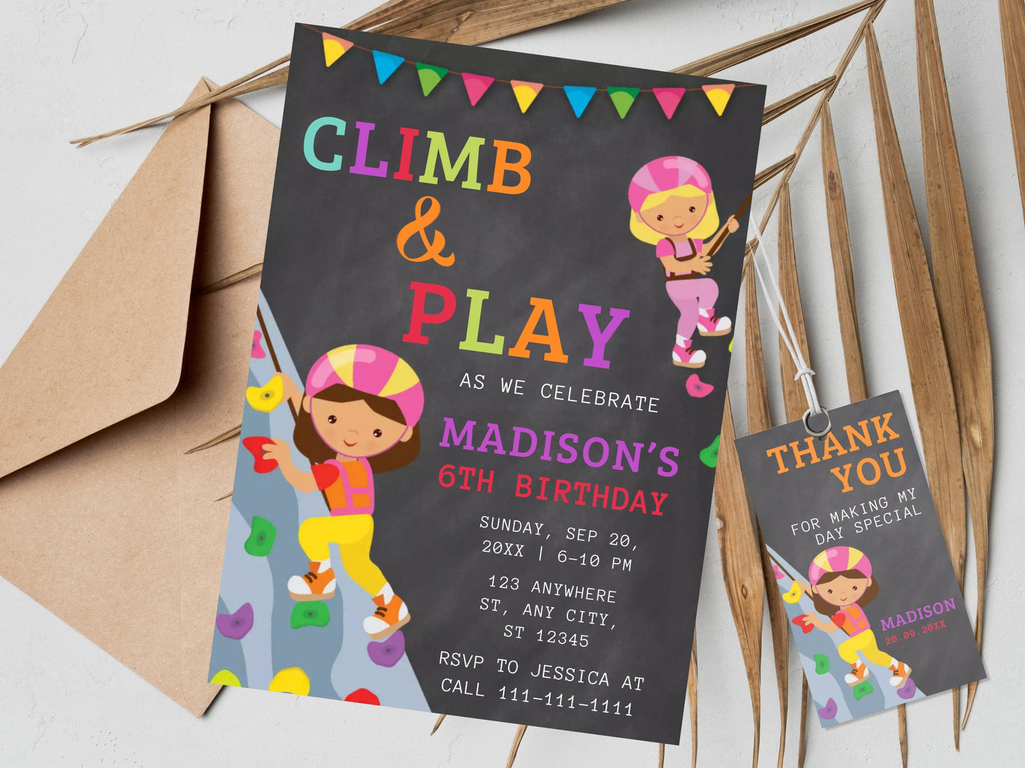 Rock Climbing Birthday Invitation: Customizable Template (Digital Download)