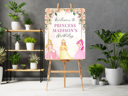 Panneau de bienvenue pour anniversaire de princesse, célébration royale (téléchargement numérique)