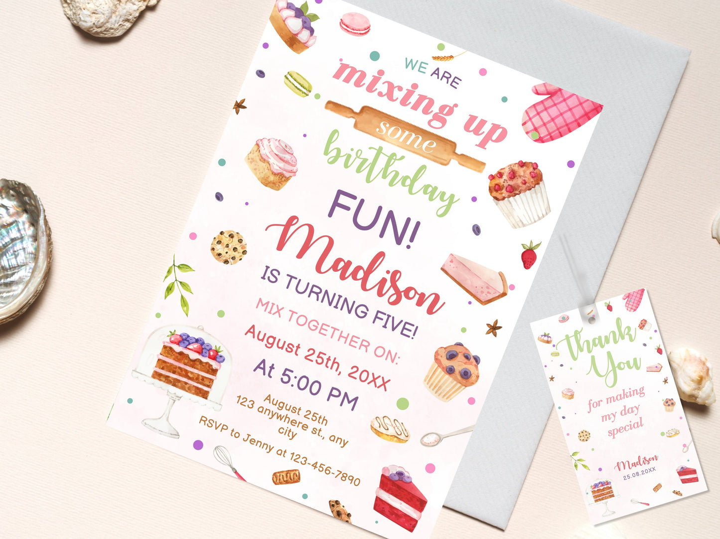 Bearbeitbare Einladung zur Back-Geburtstagsparty, Kochthema (Digitaler Download)