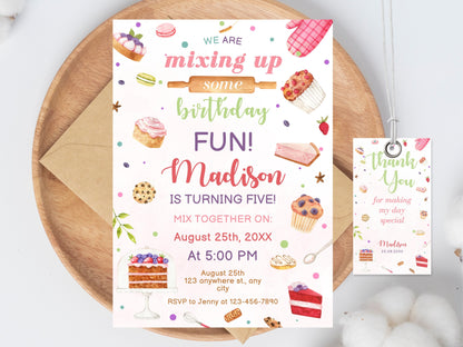 Bearbeitbare Einladung zur Back-Geburtstagsparty, Kochthema (Digitaler Download)