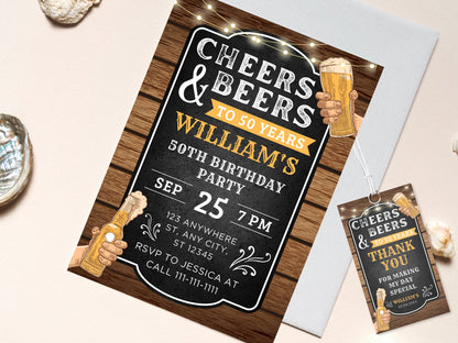 Geburtstagseinladung „Prost und Bier“, Geburtstagsparty für Erwachsene (Digitaler Download)