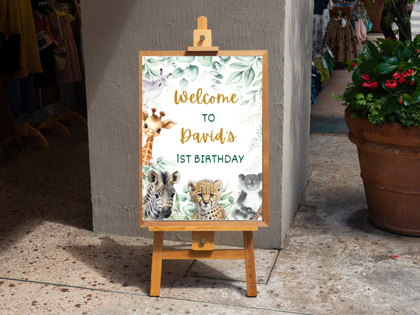 Editable Safari Birthday Welcome Sign, Jungle Animals (Digital Download)