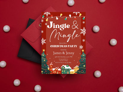 Editable Jingle and Mingle Christmas Party Invitation (Instant Download)