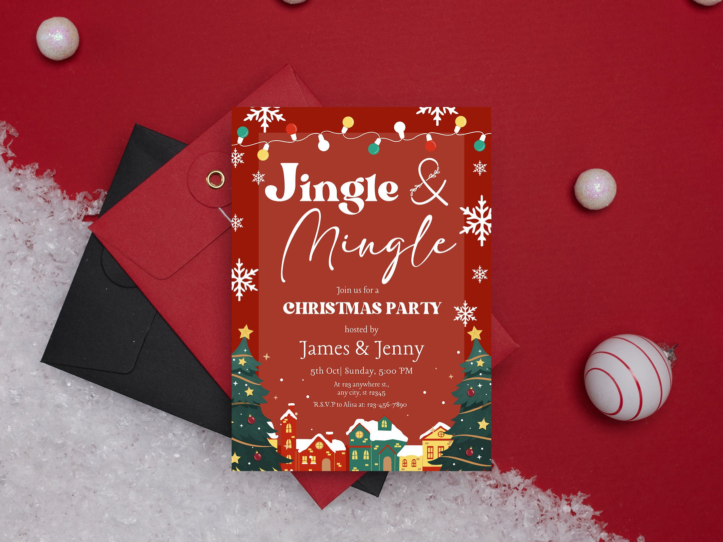 Editable Jingle and Mingle Christmas Party Invitation (Instant Download)