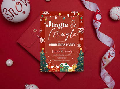 Editable Jingle and Mingle Christmas Party Invitation (Instant Download)