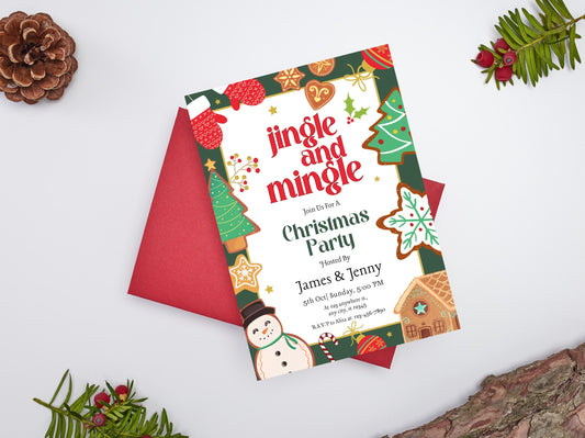 Editable Jingle & Mingle Christmas Party Invitation (Digital Download)