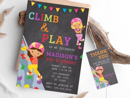 Rock Climbing Birthday Invitation: Customizable Template (Digital Download)