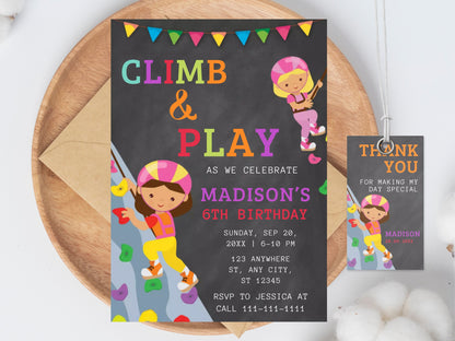 Rock Climbing Birthday Invitation: Customizable Template (Digital Download)