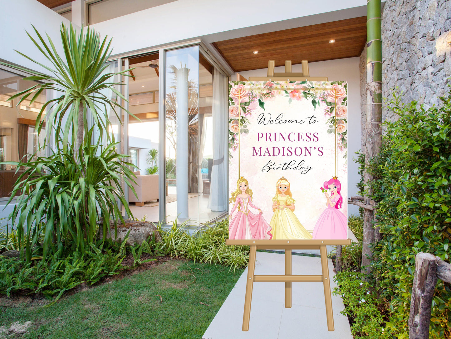 Panneau de bienvenue pour anniversaire de princesse, célébration royale (téléchargement numérique)