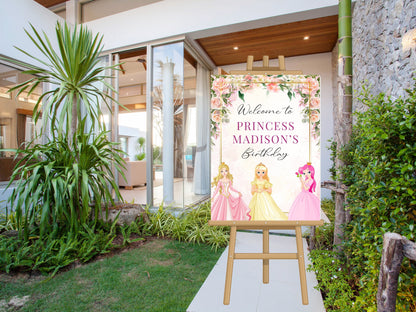 Panneau de bienvenue pour anniversaire de princesse, célébration royale (téléchargement numérique)