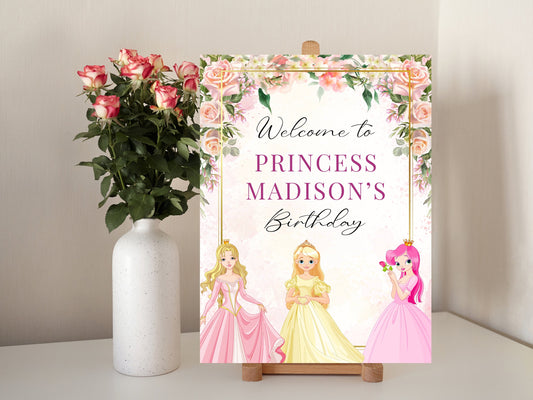 Princess Birthday Welcome Sign, Royal Celebration (Digital Download)