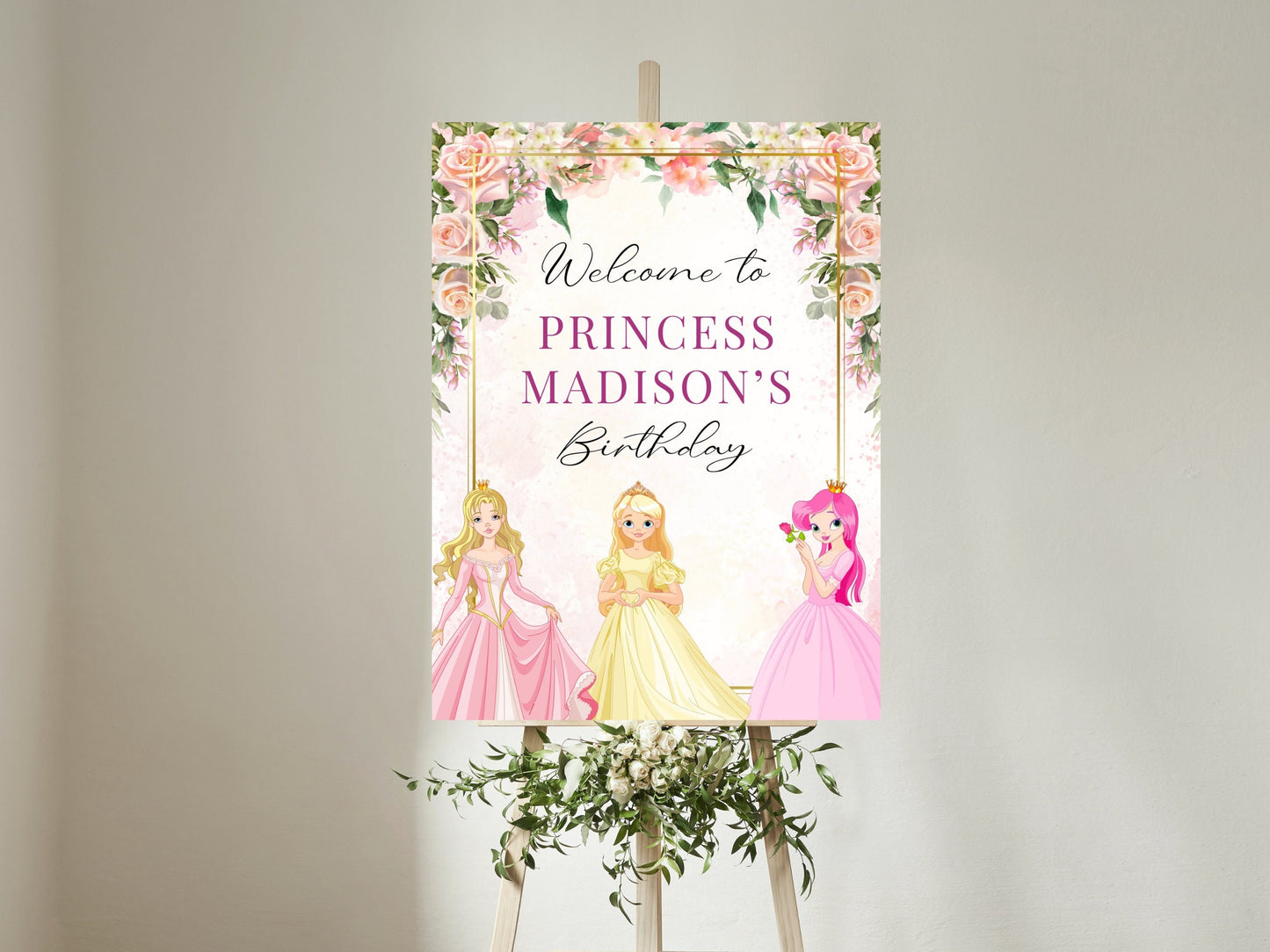 Panneau de bienvenue pour anniversaire de princesse, célébration royale (téléchargement numérique)