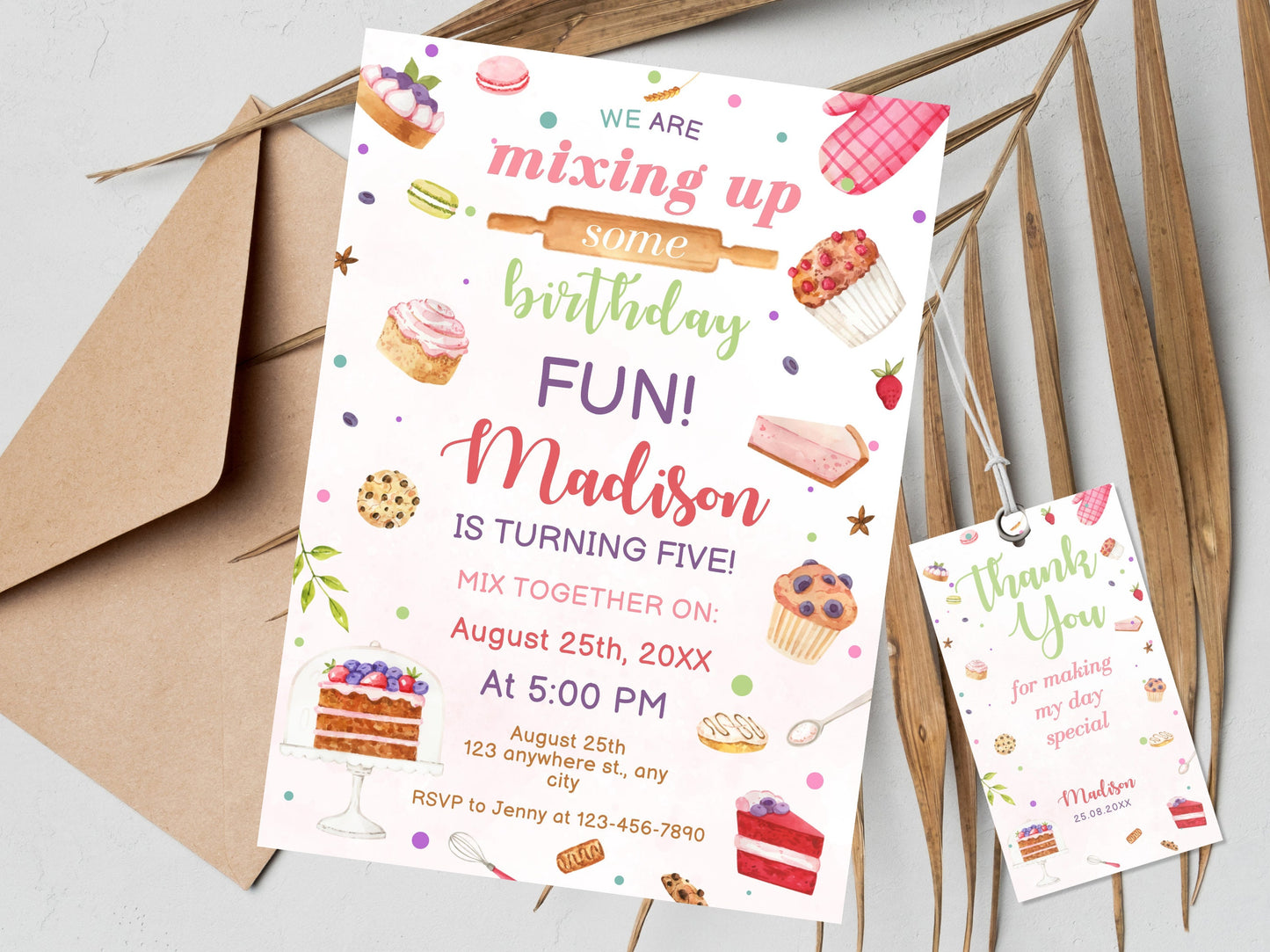 Bearbeitbare Einladung zur Back-Geburtstagsparty, Kochthema (Digitaler Download)