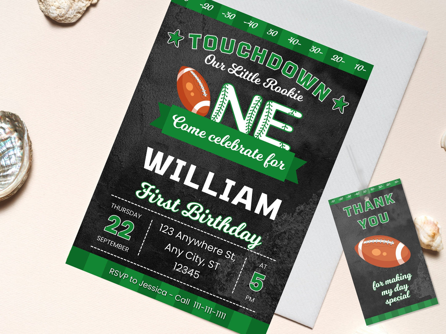 Editable Football First Birthday Invitation, Sports Party Invite (Digital Download)