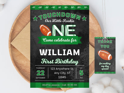 Editable Football First Birthday Invitation, Sports Party Invite (Digital Download)