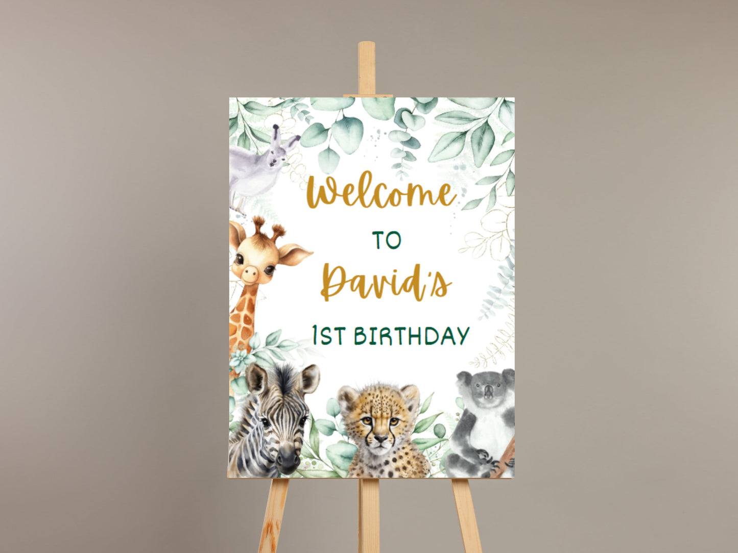 Editable Safari Birthday Welcome Sign, Jungle Animals (Digital Download)
