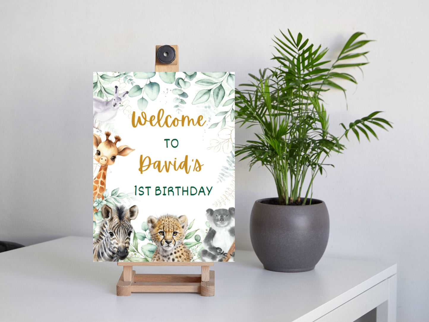 Editable Safari Birthday Welcome Sign, Jungle Animals (Digital Download)
