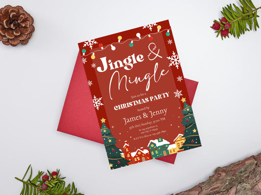 Editable Jingle and Mingle Christmas Party Invitation (Instant Download)