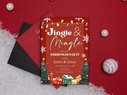 Editable Jingle and Mingle Christmas Party Invitation (Instant Download)