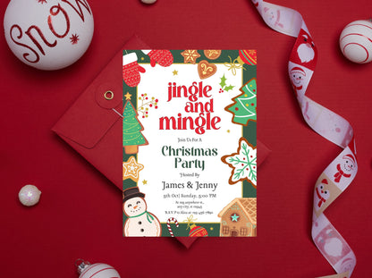 Editable Jingle & Mingle Christmas Party Invitation (Digital Download)