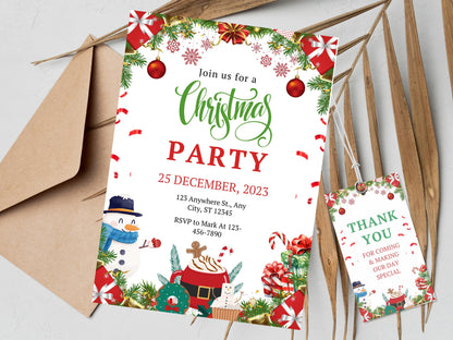Editable Christmas Party Invitation Template (Digital Download)