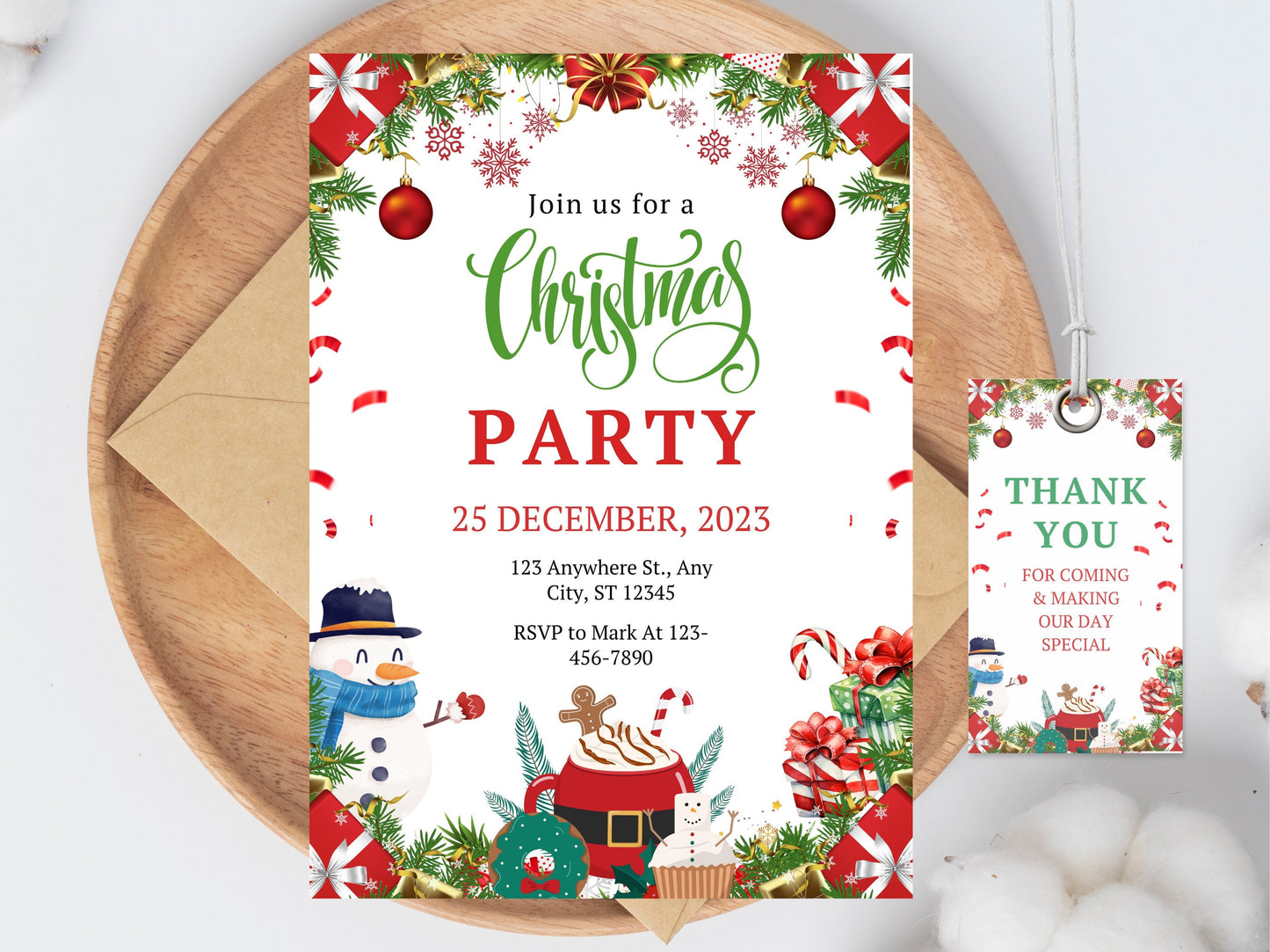 Editable Christmas Party Invitation Template (Digital Download)