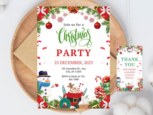 Editable Christmas Party Invitation Template (Digital Download)