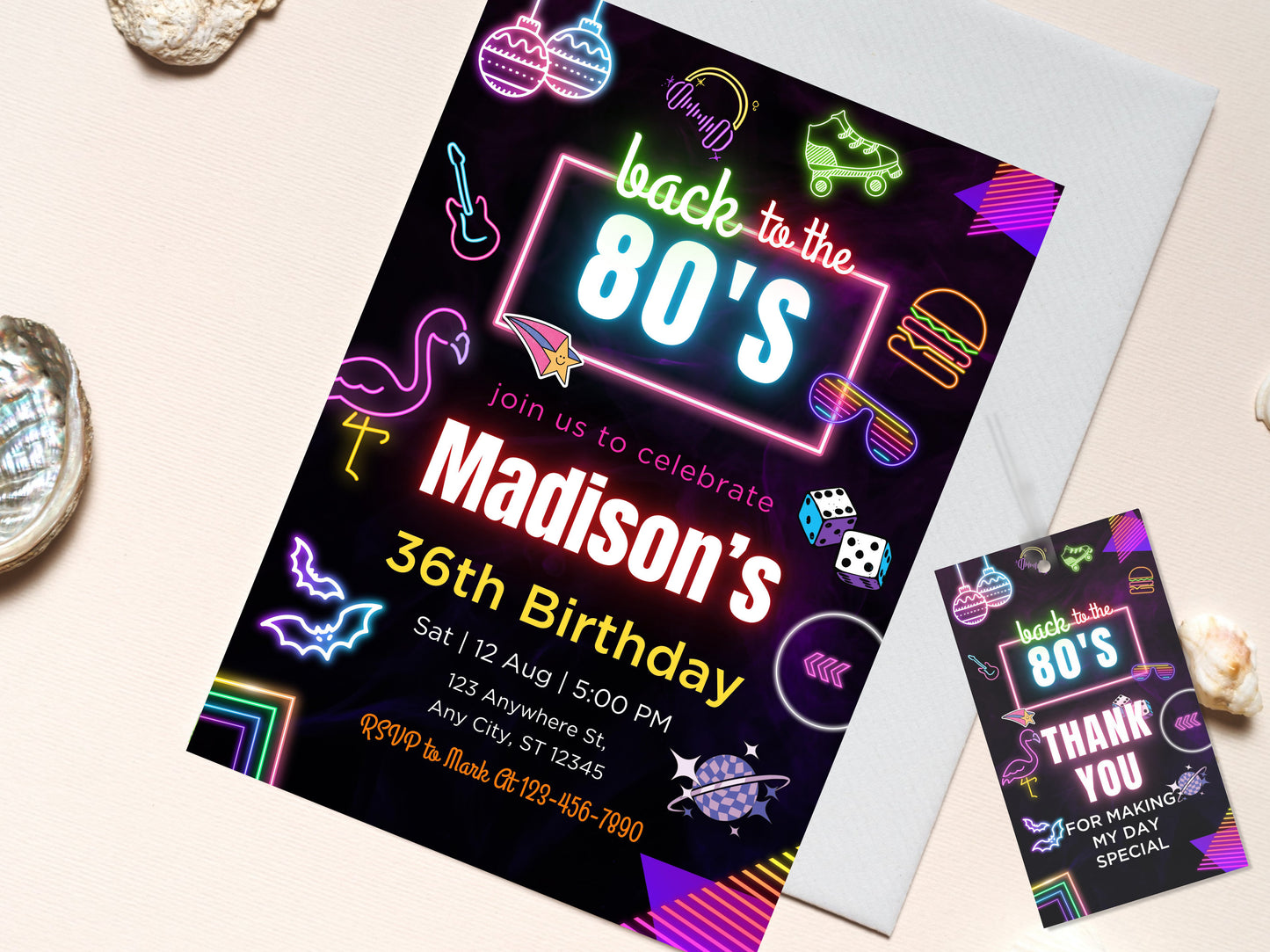Editable 80s Birthday Party Invitation Template (Digital Invite)