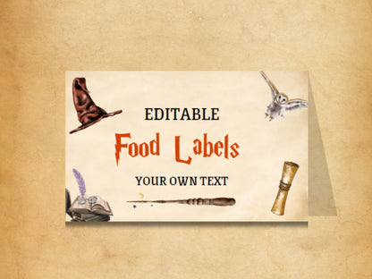 Wizard Birthday Food Labels, Magic School Party (Instant Download)