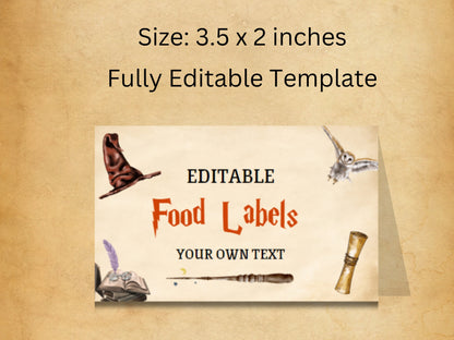 Wizard Birthday Food Labels, Magic School Party (Instant Download)