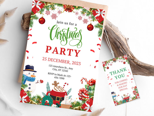 Editable Christmas Party Invitation Template (Digital Download)