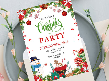 Editable Christmas Party Invitation Template (Digital Download)