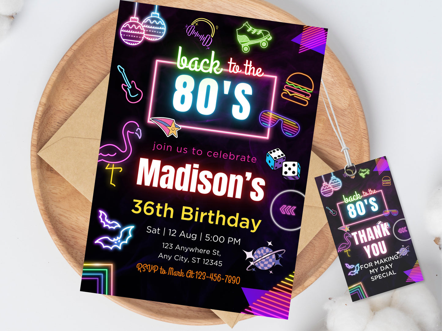 Editable 80s Birthday Party Invitation Template (Digital Invite)