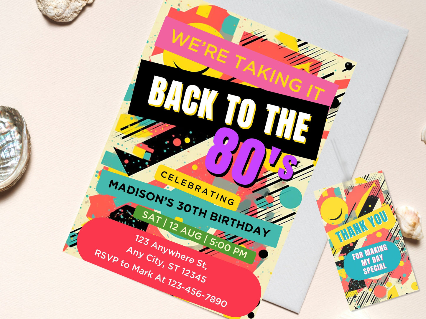 Editable 80s Birthday Party Invitation Template (Digital)