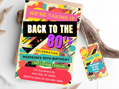 Editable 80s Birthday Party Invitation Template (Digital)