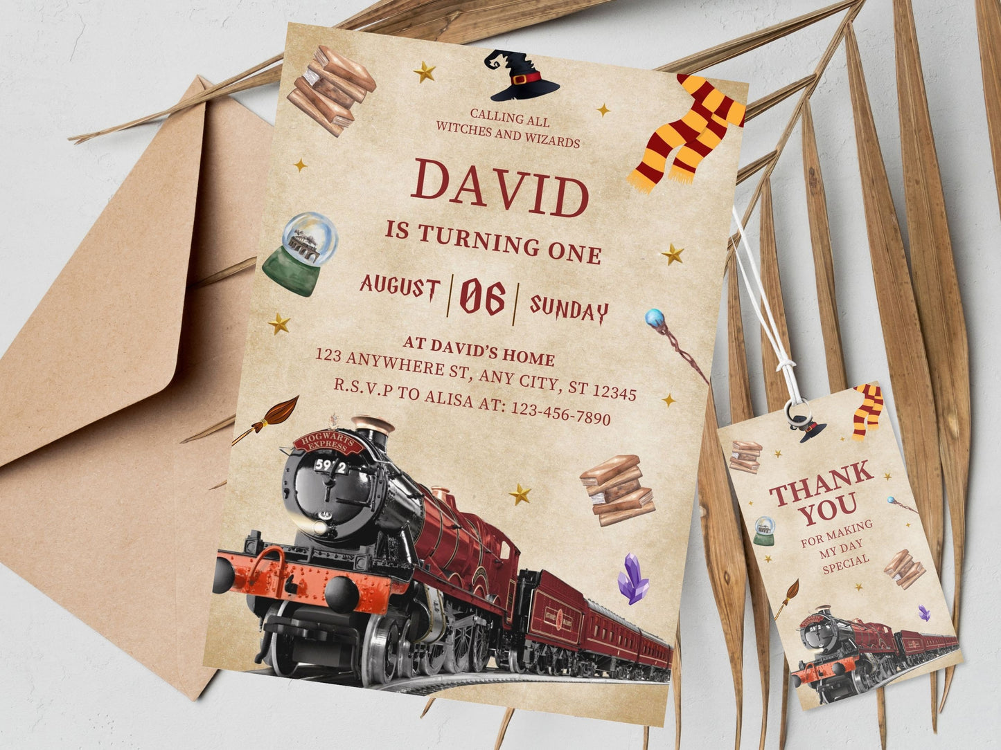 Editable Wizard Birthday Invitation, Magic School Party (PDF)