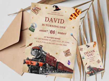 Editable Wizard Birthday Invitation, Magic School Party (PDF)