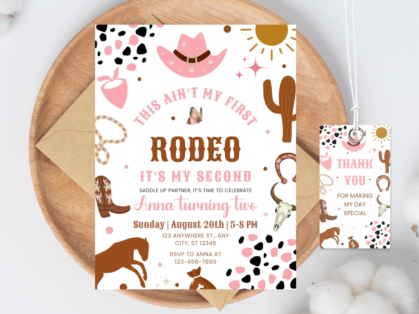 Editable Cowgirl Rodeo Birthday Invitation Template (Digital Download)