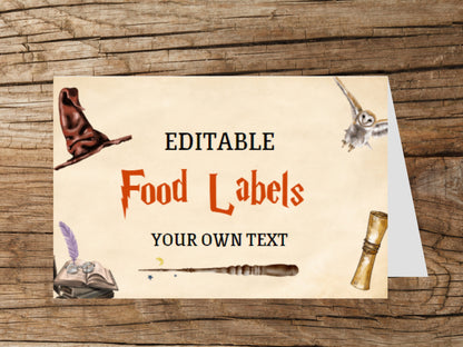 Wizard Birthday Food Labels, Magic School Party (Instant Download)
