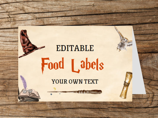 Wizard Birthday Food Labels, Magic School Party (Instant Download)
