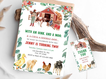 Editable Farm Animals Birthday Invitation Template (PDF)