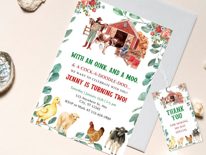 Editable Farm Animals Birthday Invitation Template (PDF)
